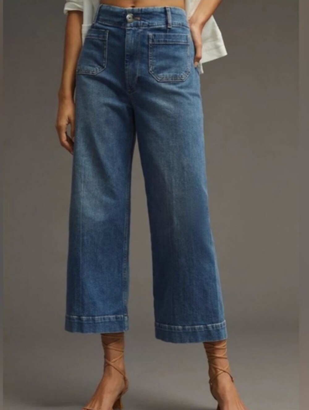 Pilcro The Skipper Wide-Leg Cropped Jeans EUC